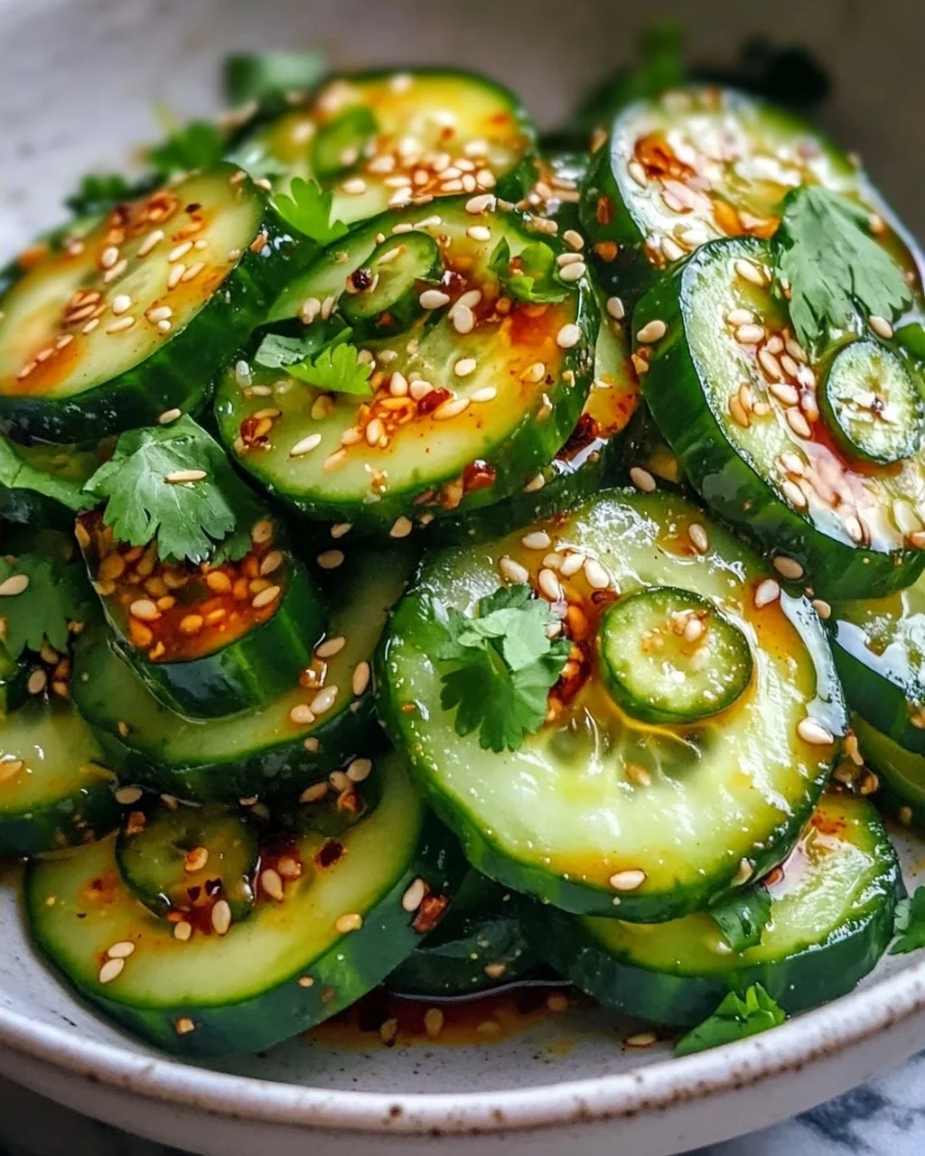 Asiatischer Gurkensalat: Chili-Sesam-Kick für heiße Tage!