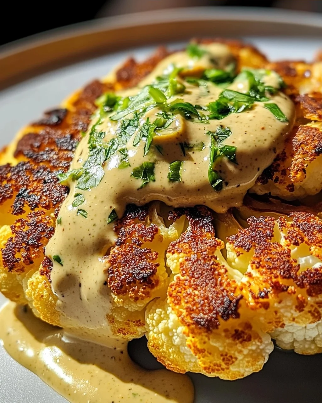 Blumenkohlsteak mit Pfefferrahmsauce