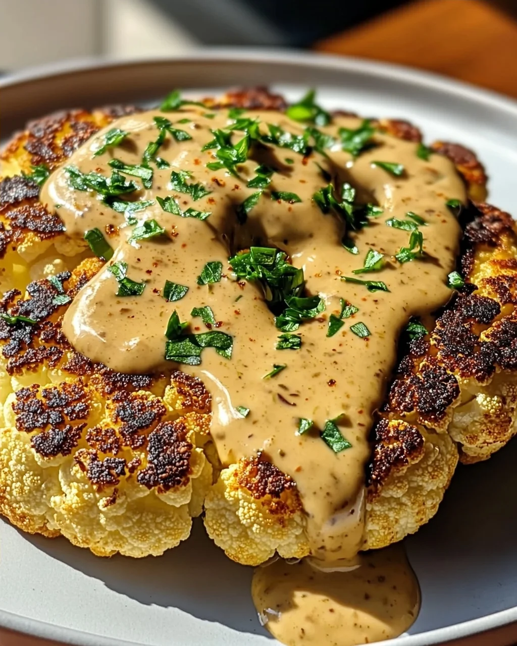 Blumenkohlsteak mit Pfefferrahmsauce