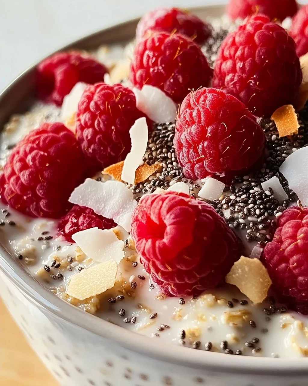 Chia Overnight Oats mit Himbeeren