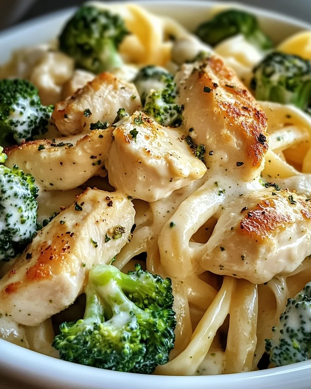 Cremige Hähnchen-Brokkoli-Alfredo Pasta