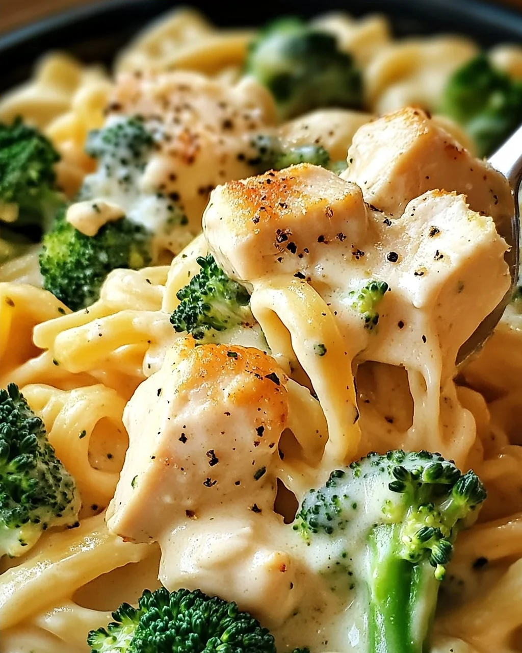 Cremige Hähnchen-Brokkoli-Alfredo Pasta