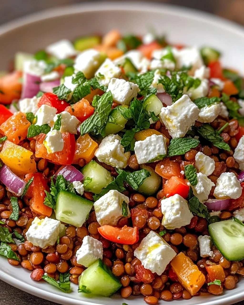 Cremiger Orientalischer Linsensalat Feta
