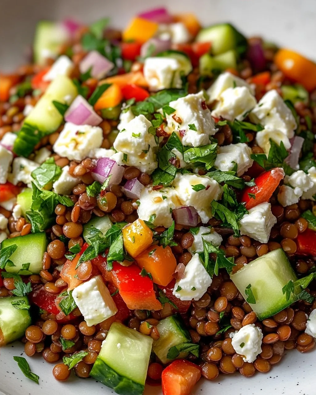 Cremiger Orientalischer Linsensalat Feta