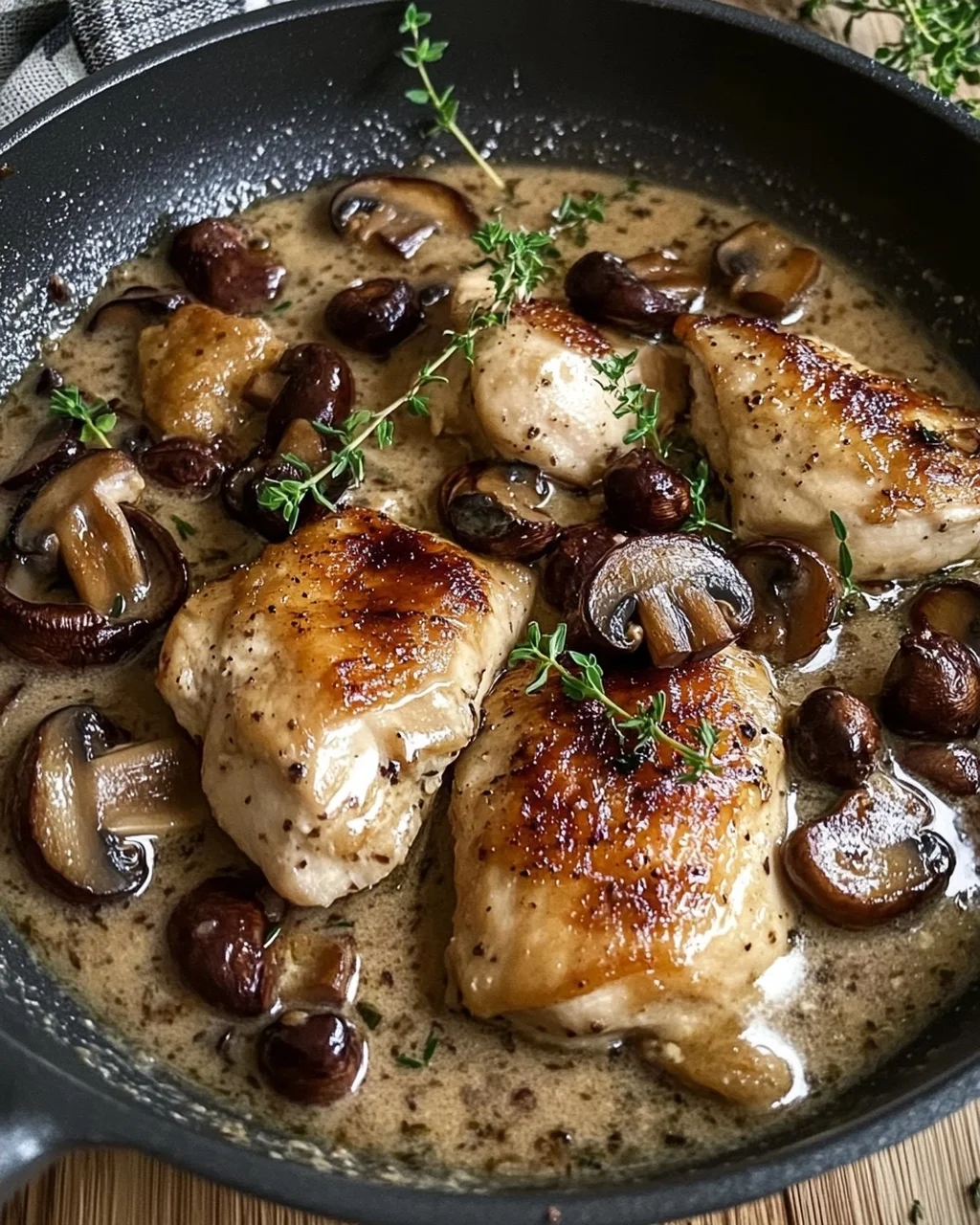 Cremiges Marsala-Hähnchen mit Balsamico Pilzen