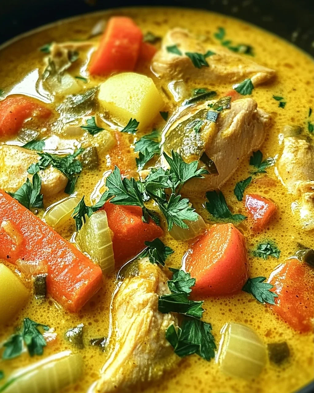 Currysuppe mit Hähnchen