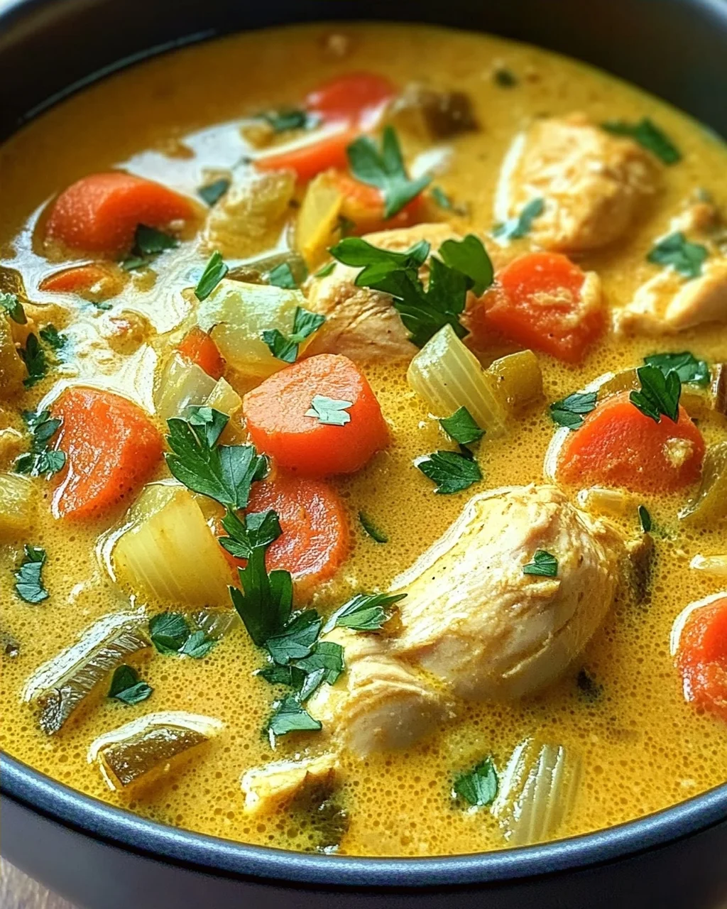 Currysuppe mit Hähnchen