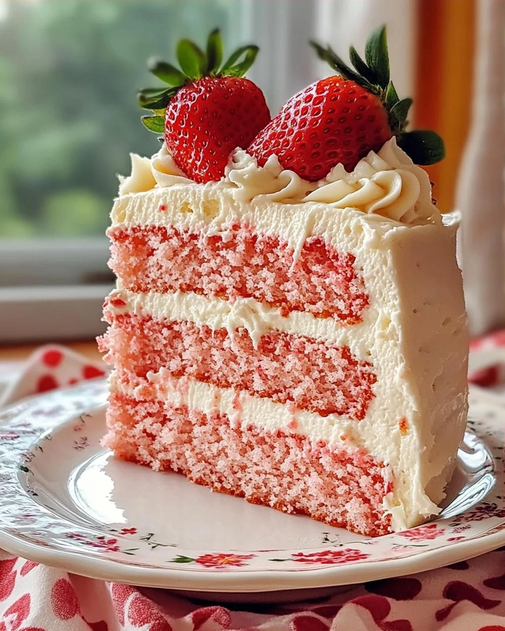 Dreischichtiger Erdbeerkuchen mit Frischkäse-Frosting