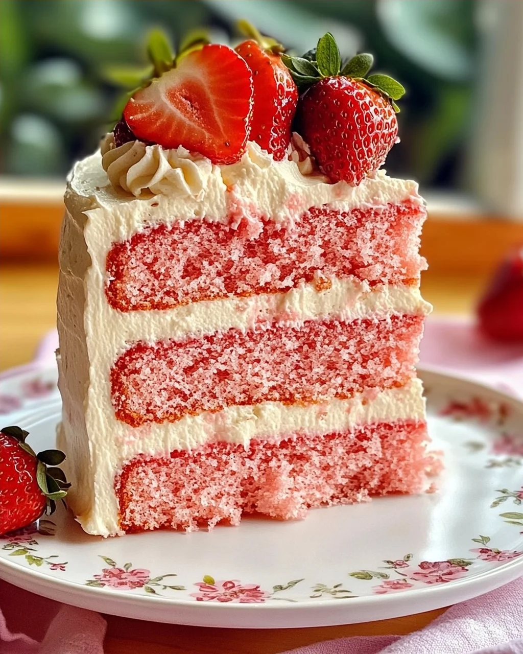 Dreischichtiger Erdbeerkuchen mit Frischkäse-Frosting