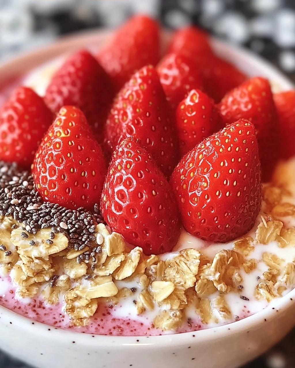 Erdbeeren und Sahne Übernacht-Haferflocken Genuss