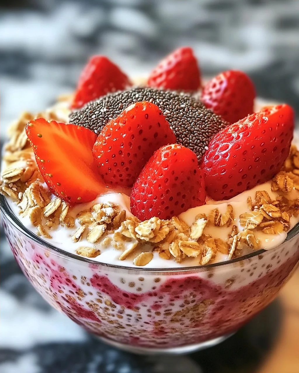 Erdbeeren und Sahne Übernacht-Haferflocken Genuss