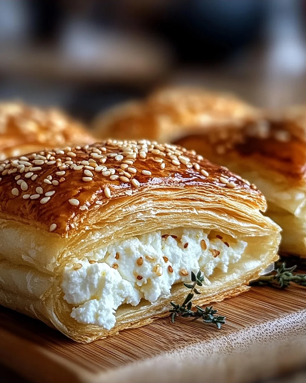 Feta im Blätterteig mit Sesam und Thymian