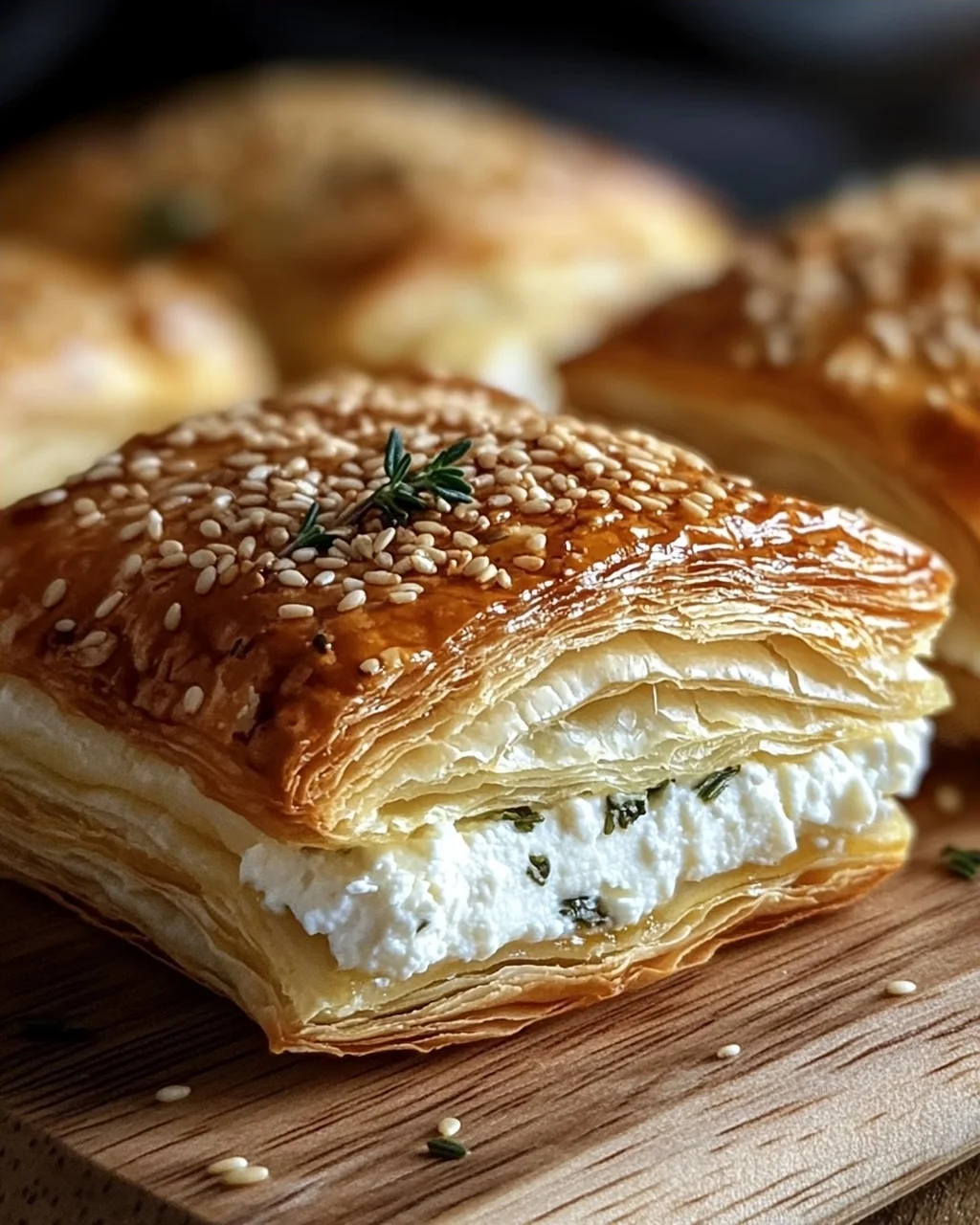 Feta im Blätterteig mit Sesam und Thymian