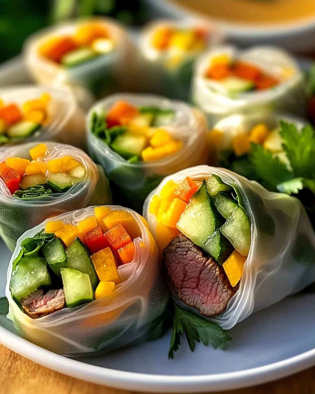 Frische Sommerrollen mit cremiger Erdnusssauce genießen
