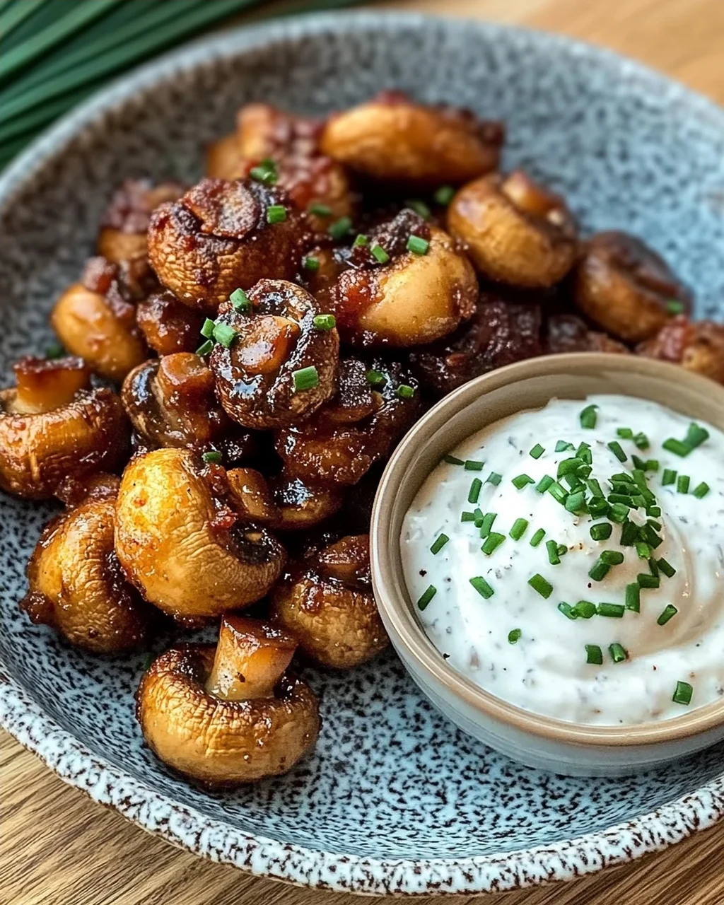 Gebratene Champignons mit Knoblauchdip (Rezept wie vom Weihnachtsmarkt)