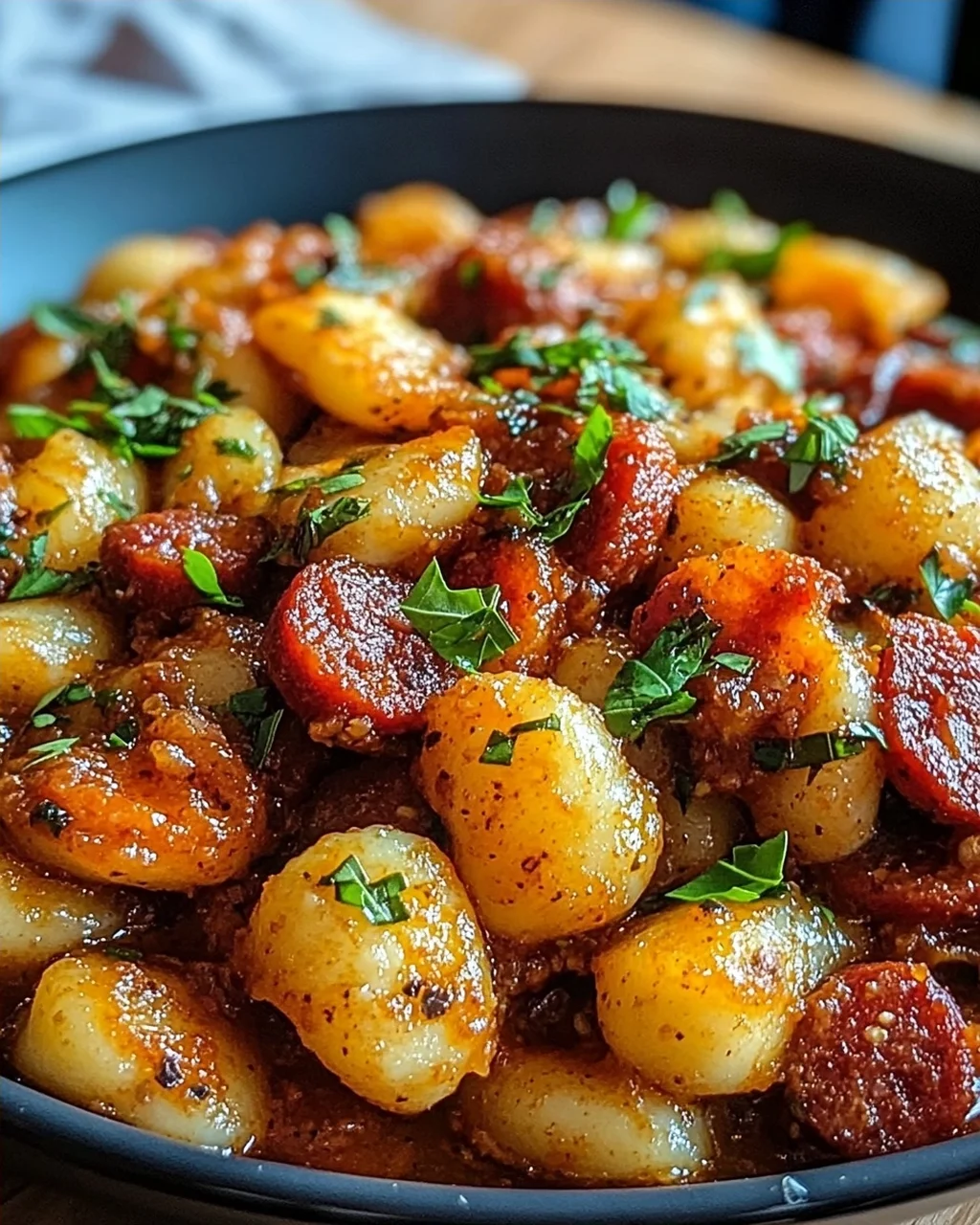 Gnocchi mit Chorizo und cremiger Harissa-Sauce