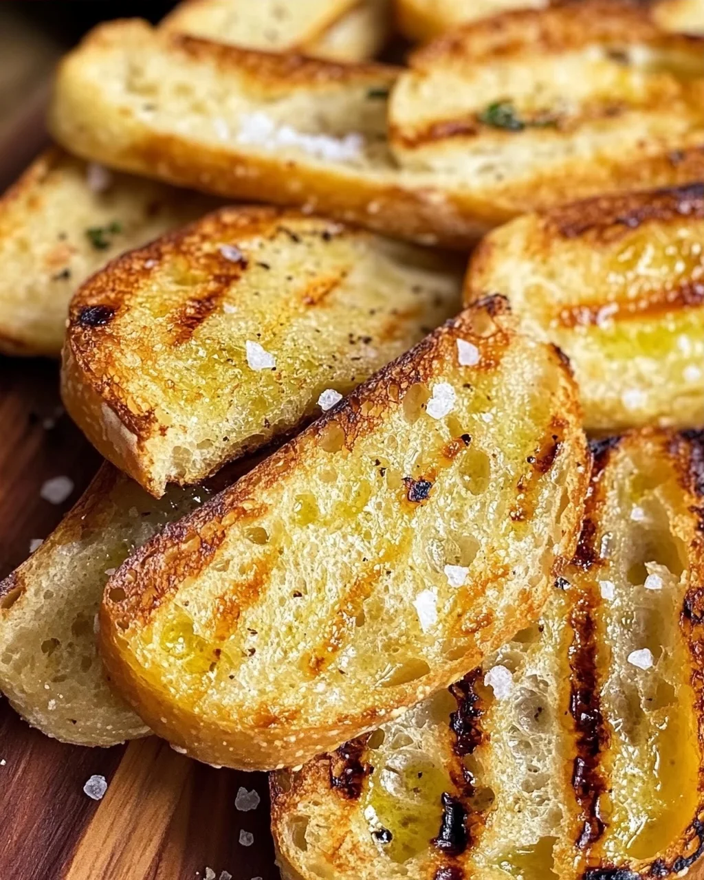 Grillbrot mit Olivenöl und Meersalz