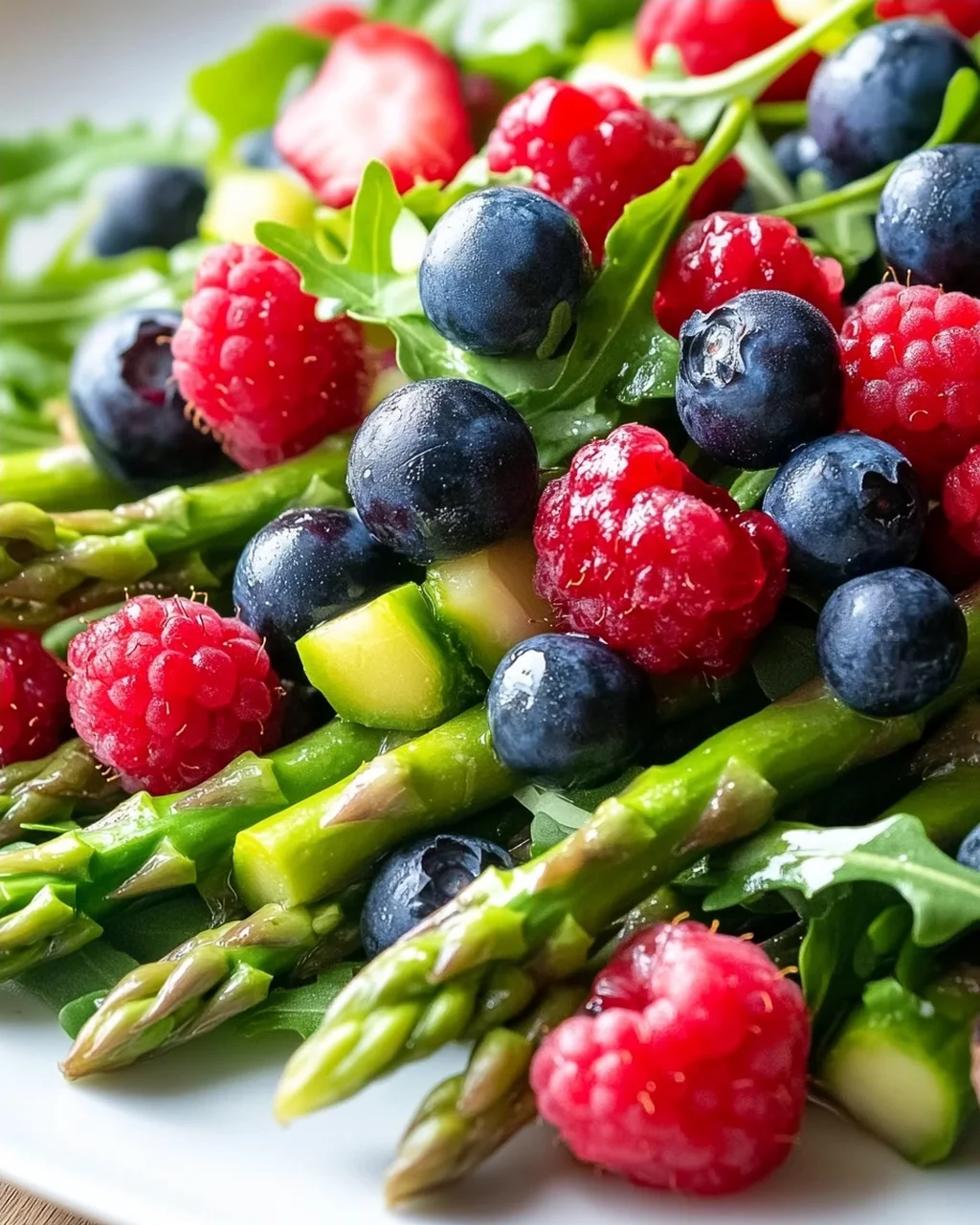 Grüner Spargel Salat Mit Erdnon-alcoholic beeren & Rucola
