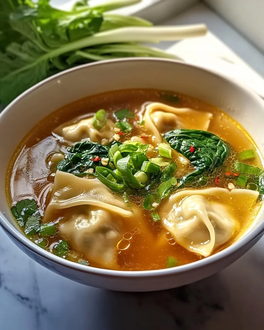 Hähnchen Ingwer Wonton Suppe: Herzhaft & Lecker mit Pak Choi!