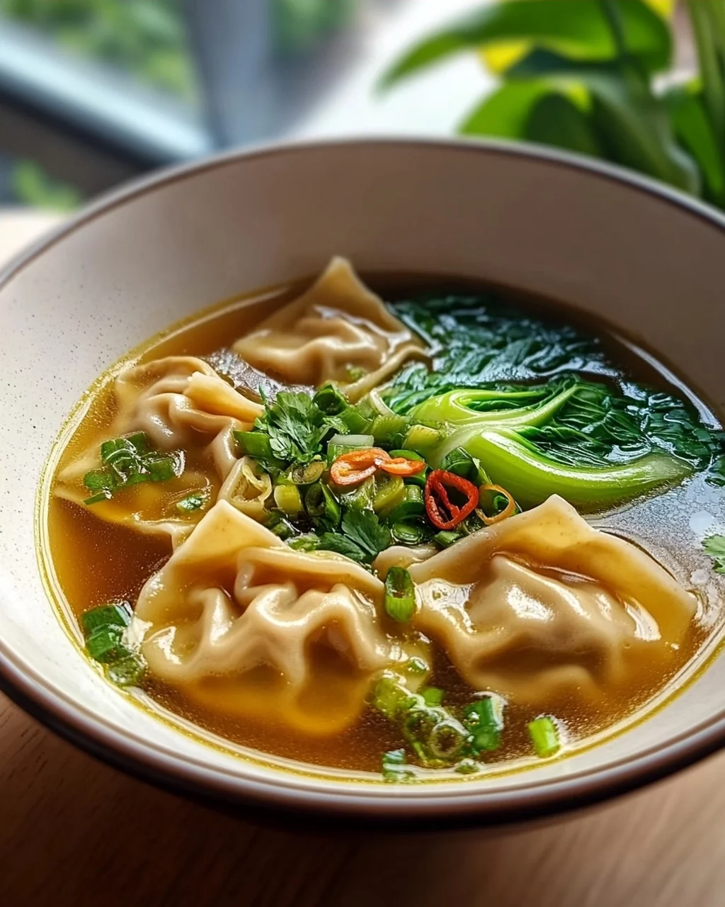 Hähnchen Ingwer Wonton Suppe: Herzhaft & Lecker mit Pak Choi!