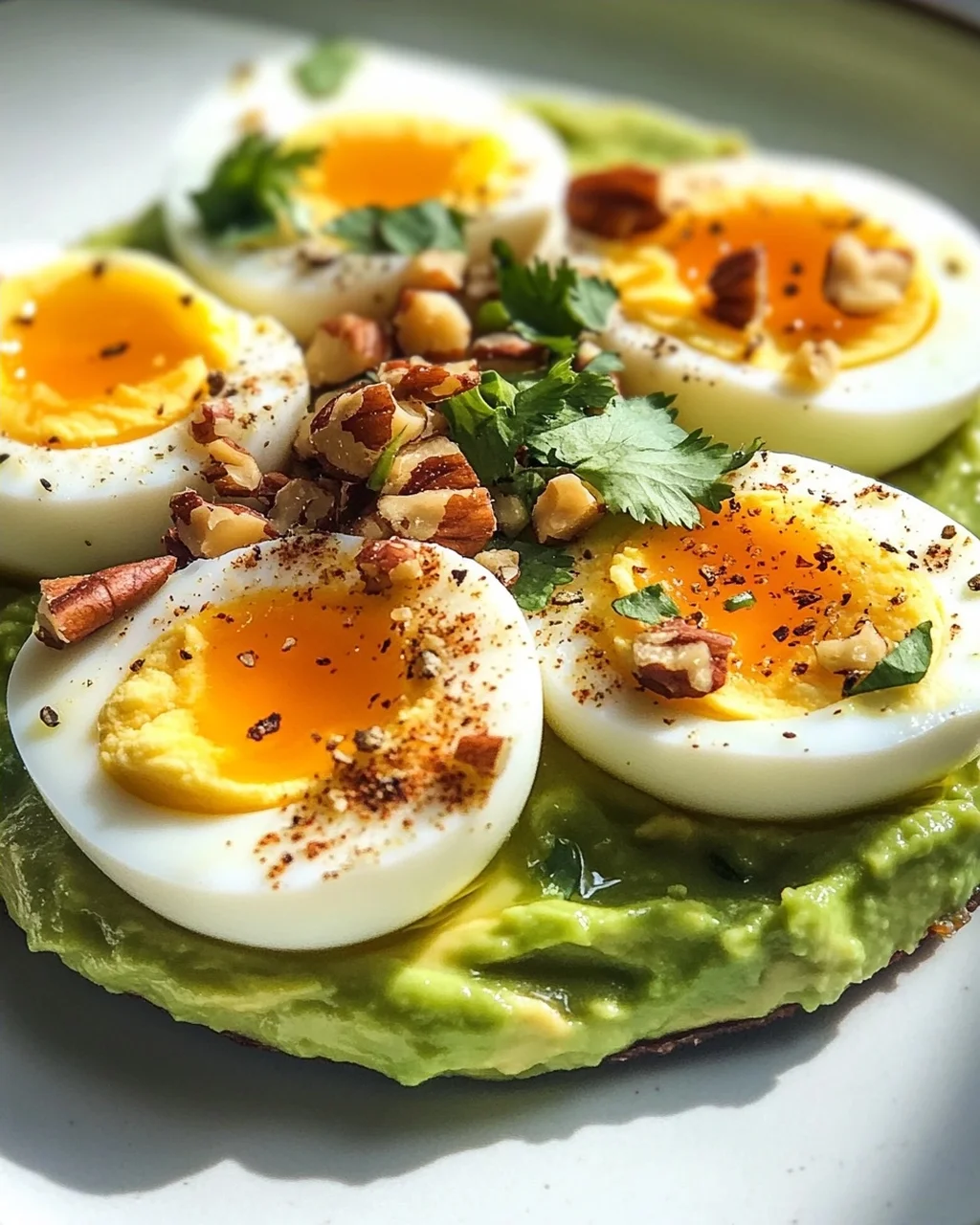 Hartgekochte Eier mit Avocado & Nüssen: Dein Power-Frühstück!