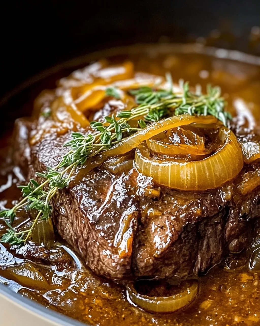 Herzhafter französischer Zwiebel-Rinderbraten für Gemütlichkeit