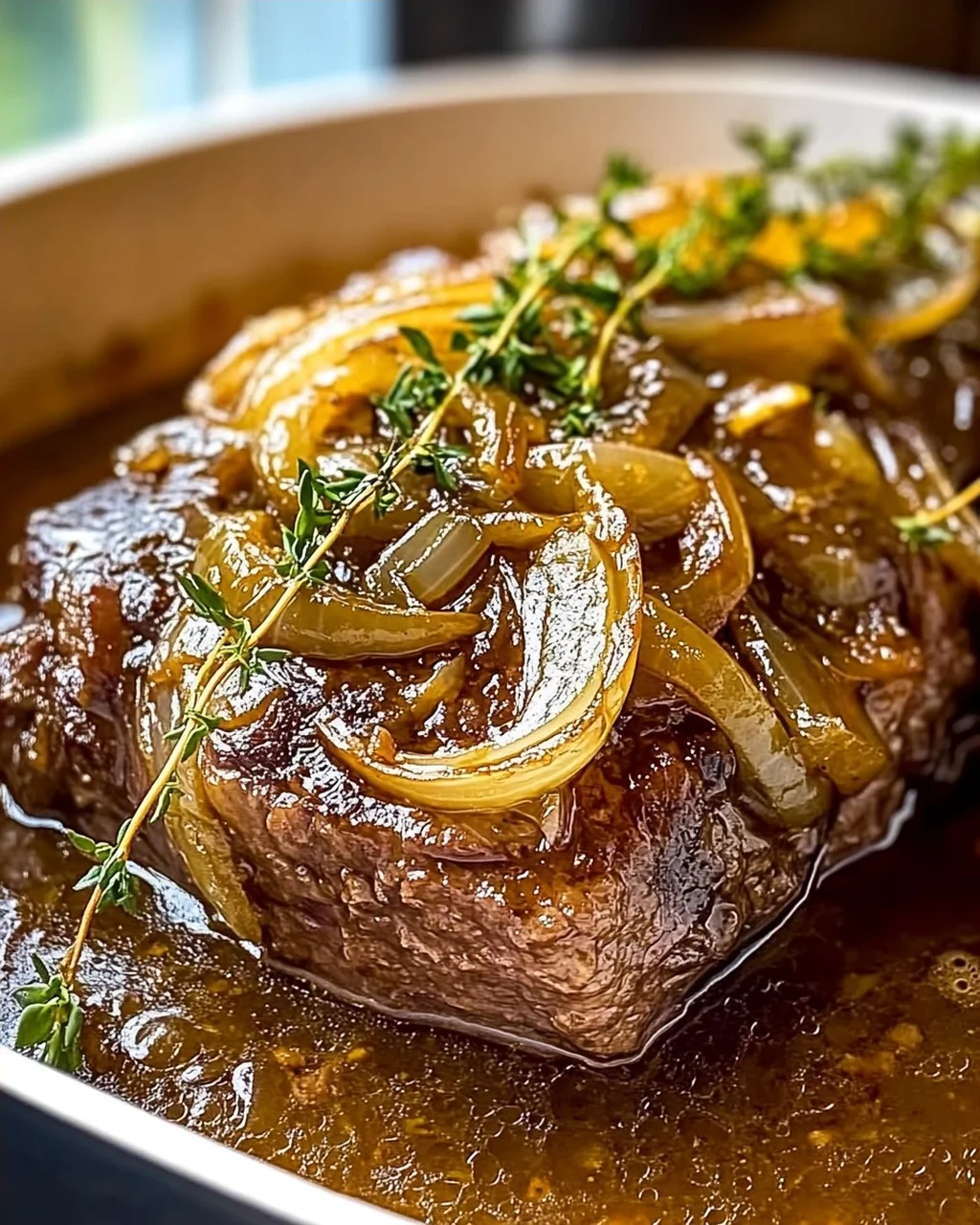 Herzhafter französischer Zwiebel-Rinderbraten für Gemütlichkeit