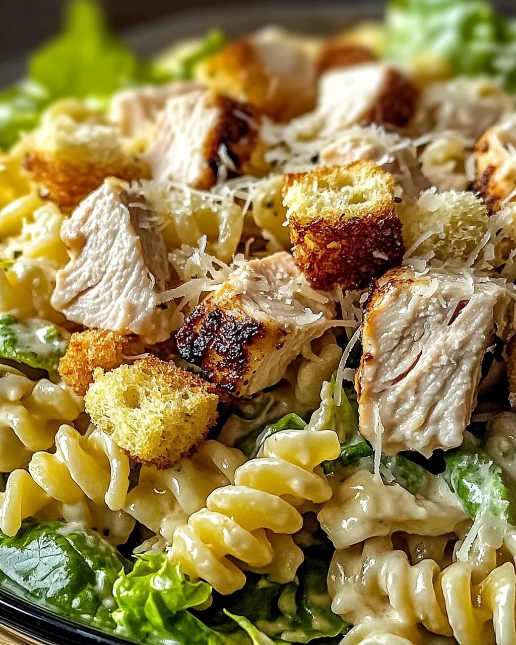 Hühnchen Caesar Pasta Salat für jeden Tag