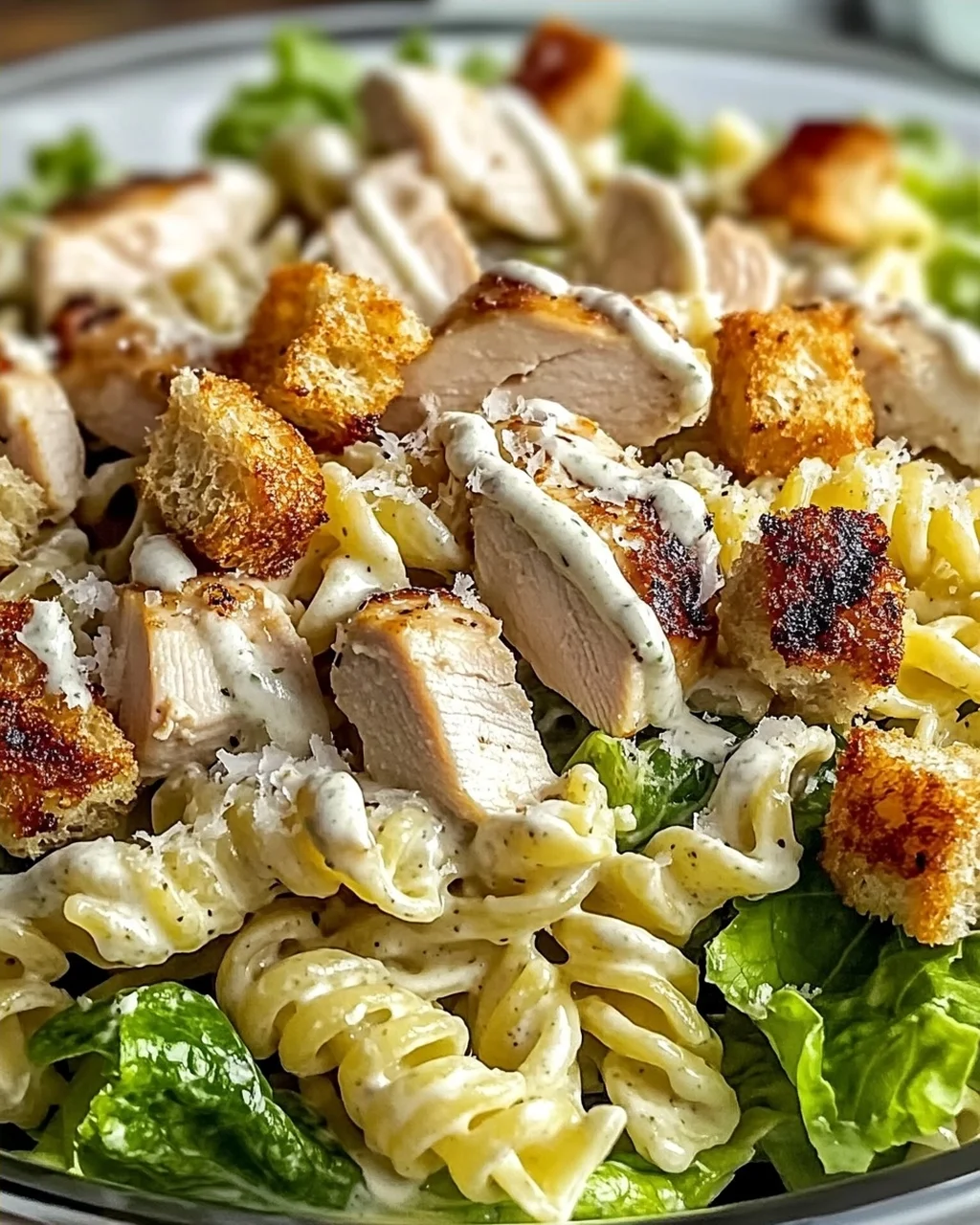 Hühnchen Caesar Pasta Salat für jeden Tag