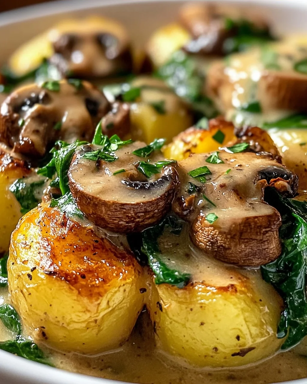 Kartoffeln, Pilze & Spinat: Schnelles Rezept – einfach lecker!
