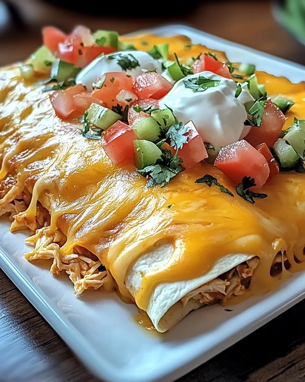 Käse-Hühnchen-Enchiladas mit Queso für jeden Anlass