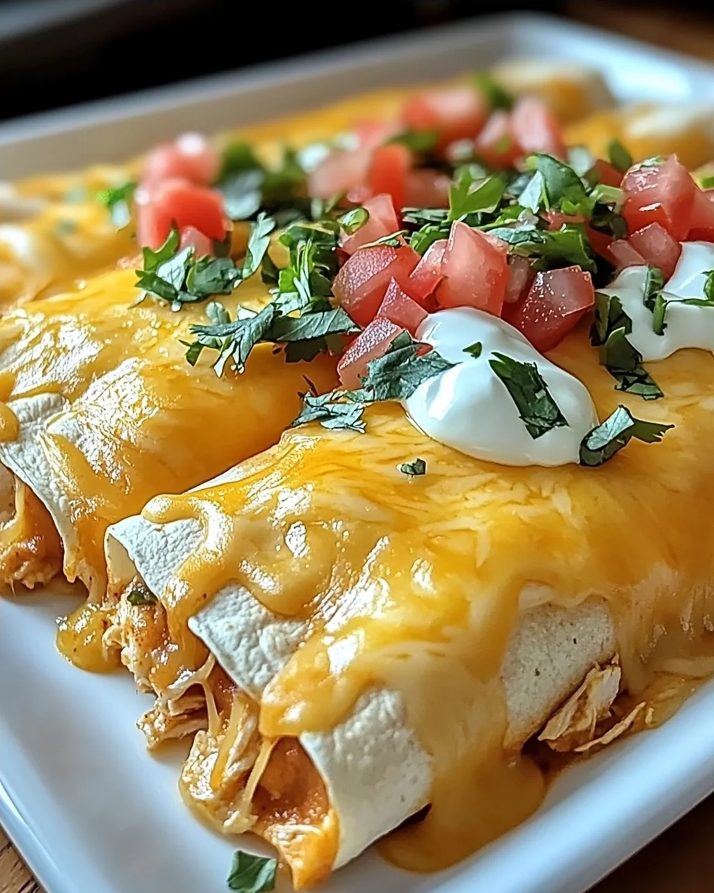 Käse-Hühnchen-Enchiladas mit Queso für jeden Anlass