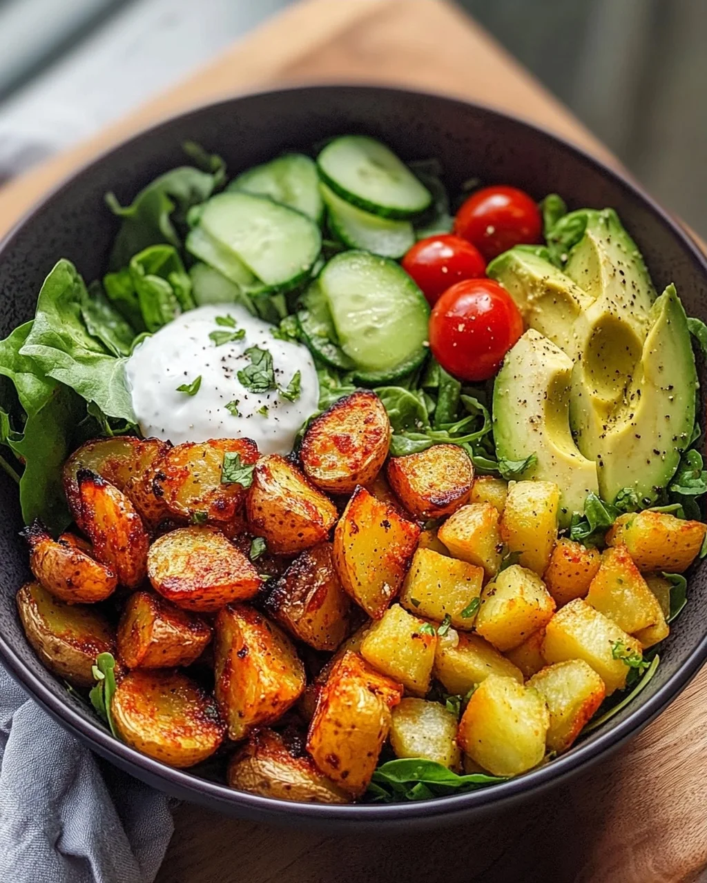 Knusprige Ofenkartoffeln Salat Bowl – Lecker und gesund!