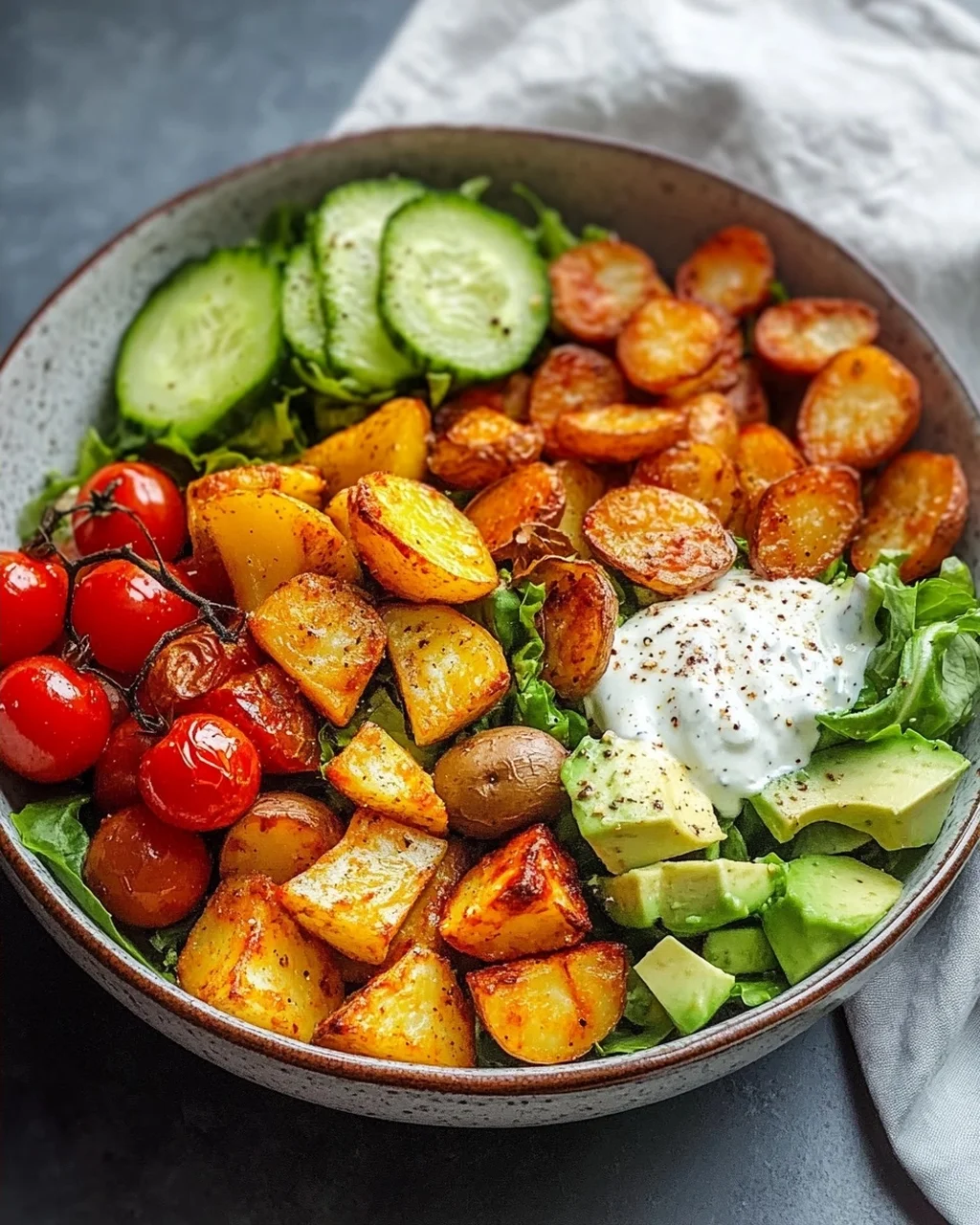 Knusprige Ofenkartoffeln Salat Bowl – Lecker und gesund!