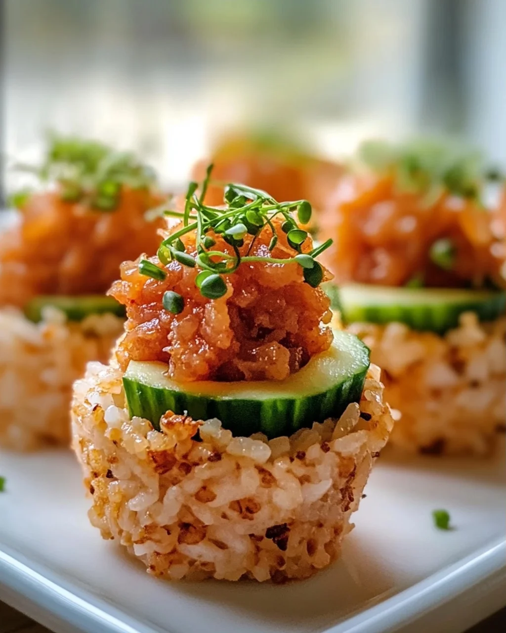 Knusprige Sushi-Tassen mit Thunfisch