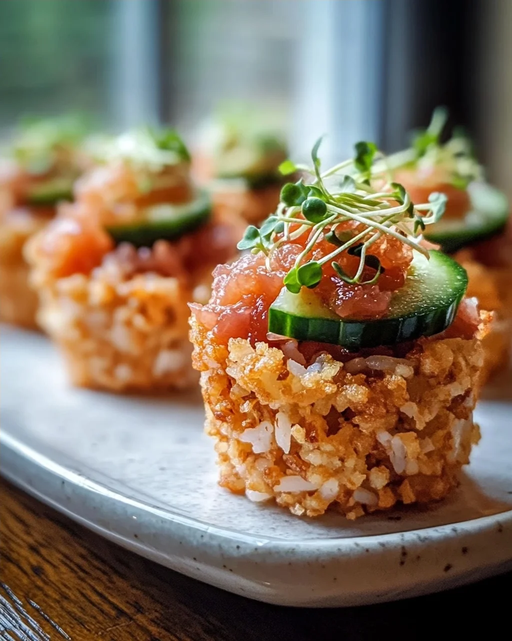 Knusprige Sushi-Tassen mit Thunfisch