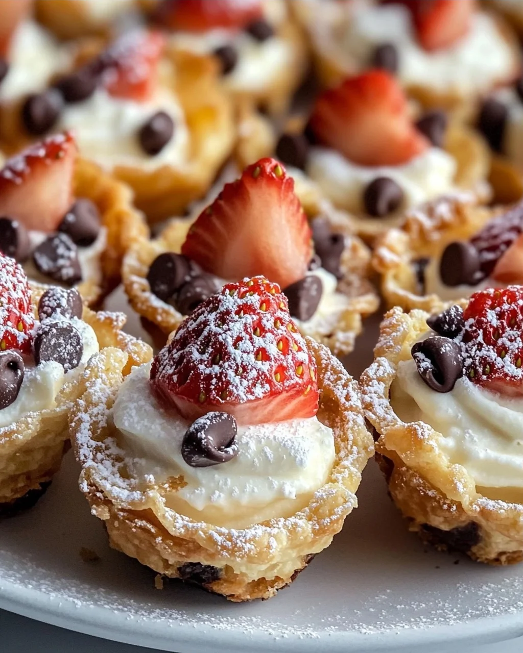 Leckere Cannoli Bites in Mini-Teigschalen für Partys