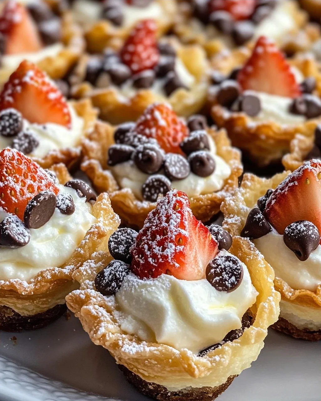 Leckere Cannoli Bites in Mini-Teigschalen für Partys