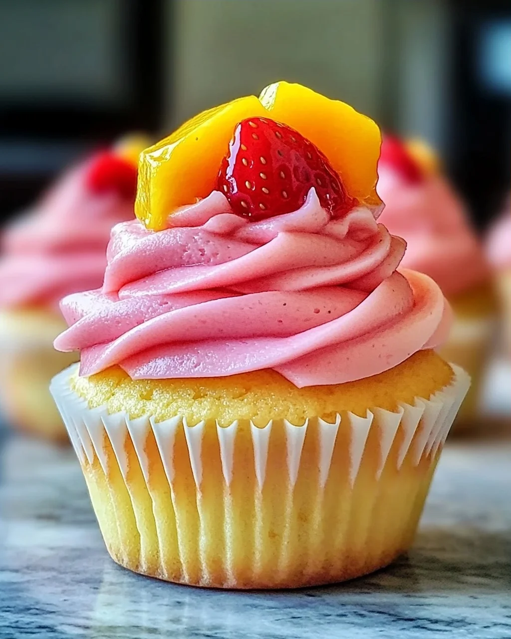 Mango Erdbeer Sonnenuntergang Cupcakes für jeden Anlass