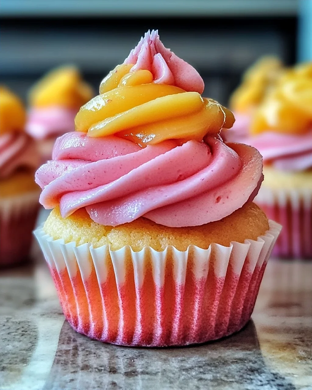 Mango Erdbeer Sonnenuntergang Cupcakes für jeden Anlass
