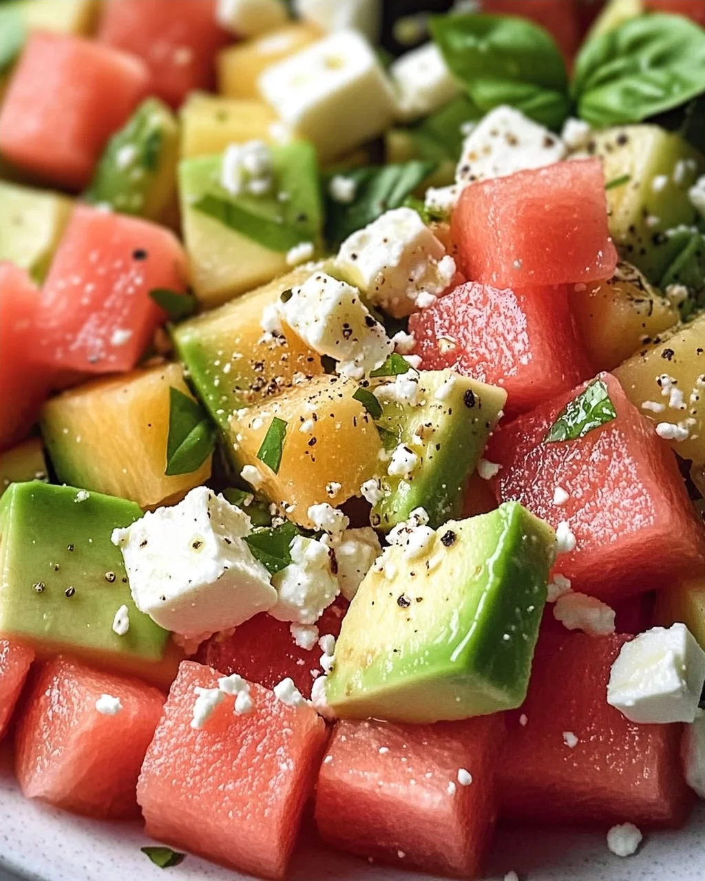 Melonen Feta Salat mit Avocado