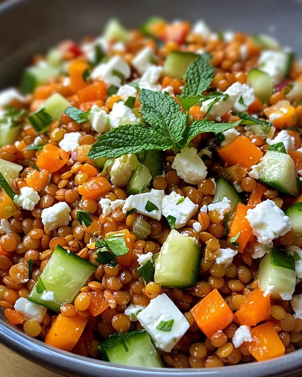 Orientalischer Rote Linsensalat mit Feta