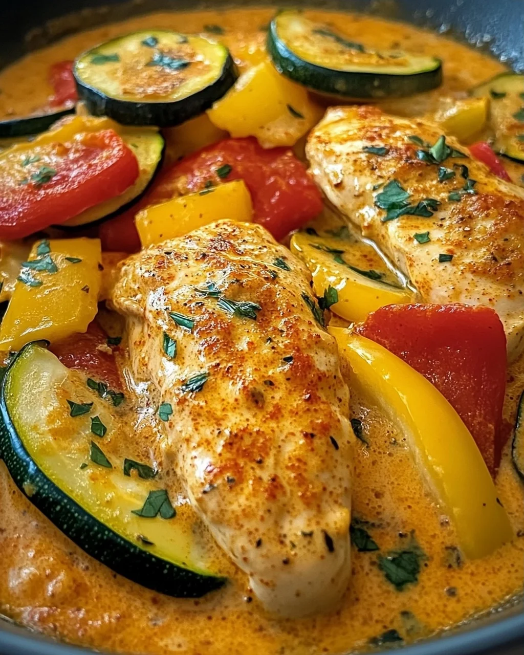 Paprika-Zucchini-Sahne-Hähnchen