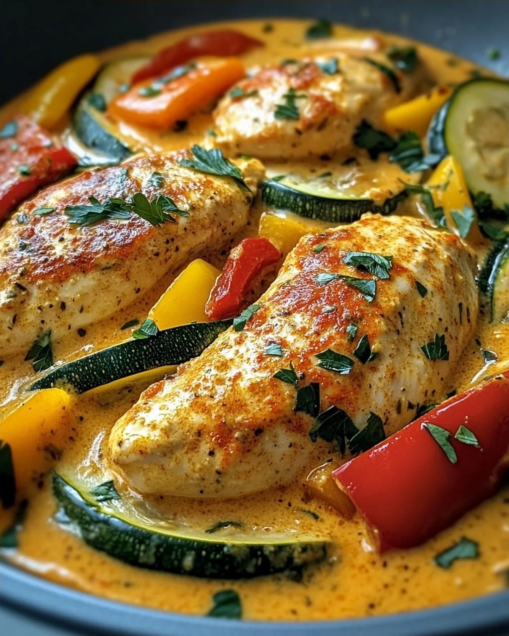 Paprika-Zucchini-Sahne-Hähnchen