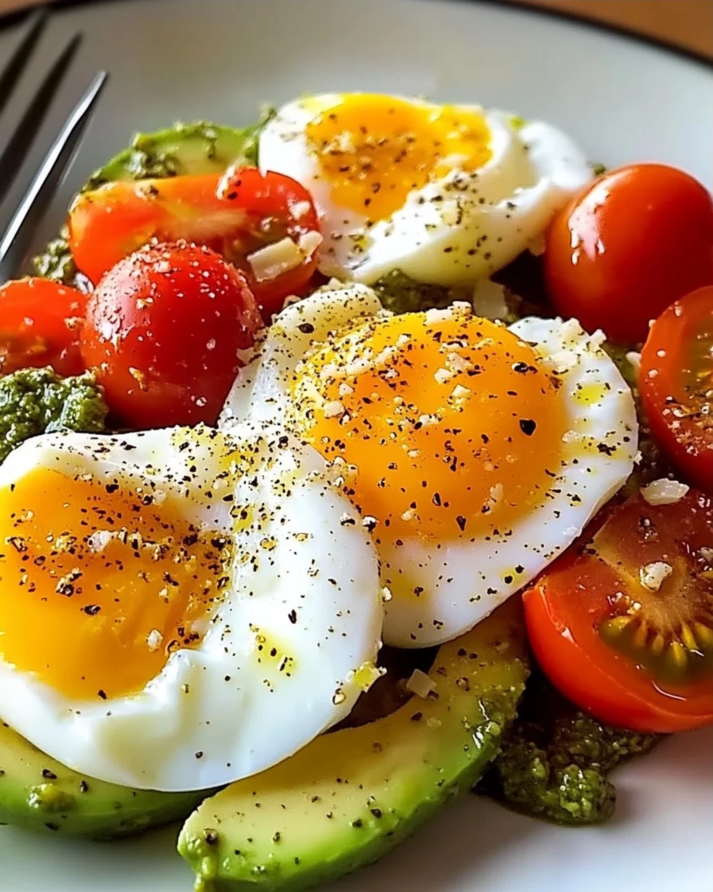 Pesto-Tomaten-, Ei- und Avocado-Frühstückssalat leicht gemacht