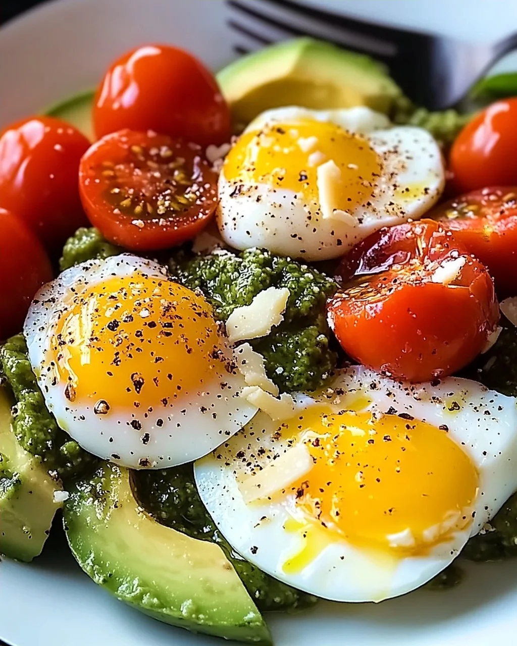 Pesto-Tomaten-, Ei- und Avocado-Frühstückssalat leicht gemacht