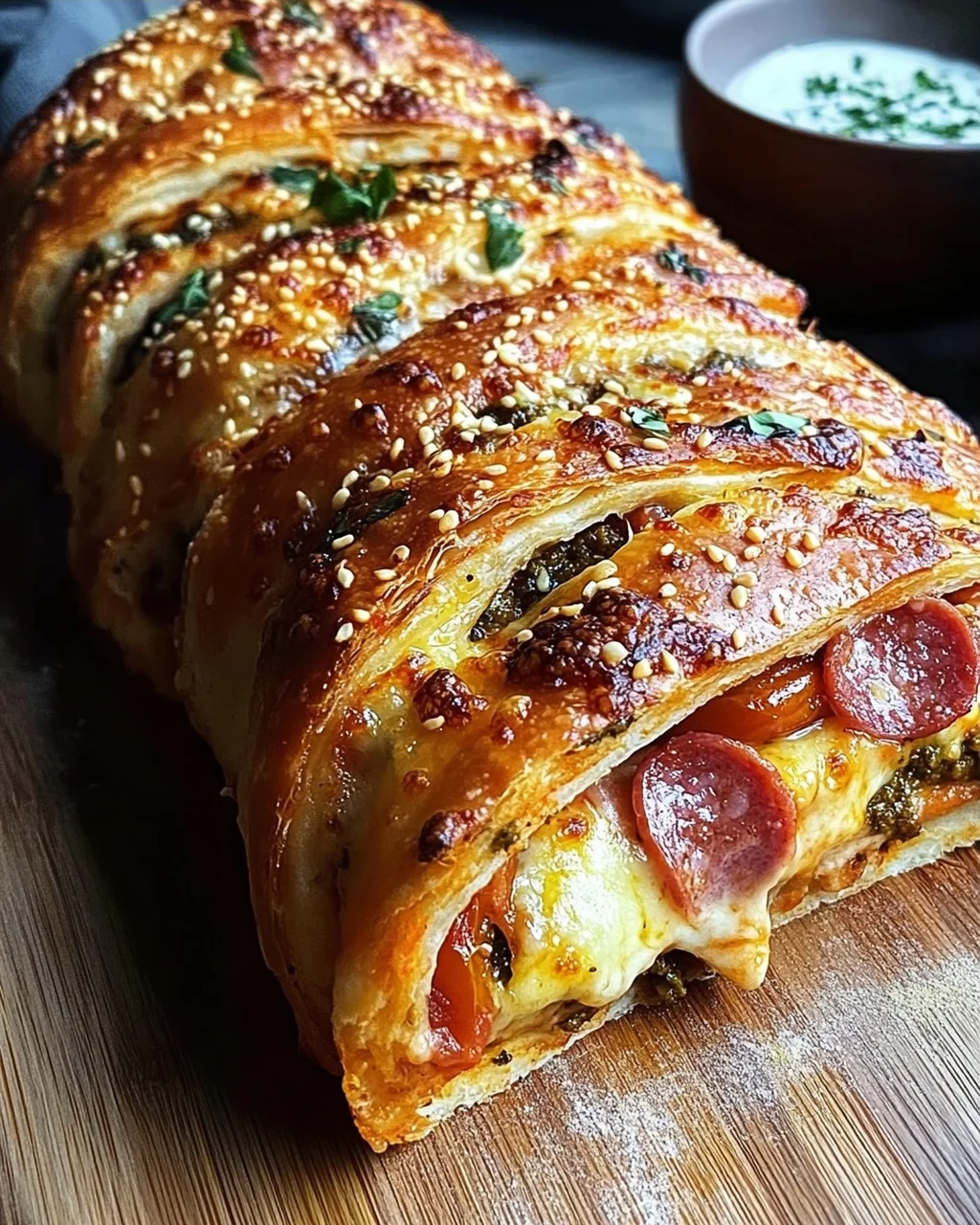 Pizza-Strudel aus fertigem Pizzateig