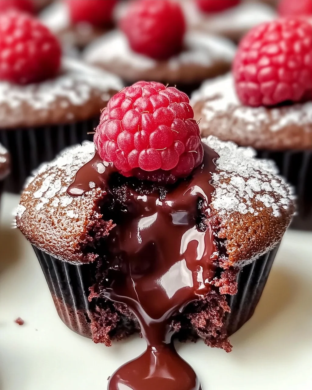 Raspberry Chocolate Lava Cupcakes
