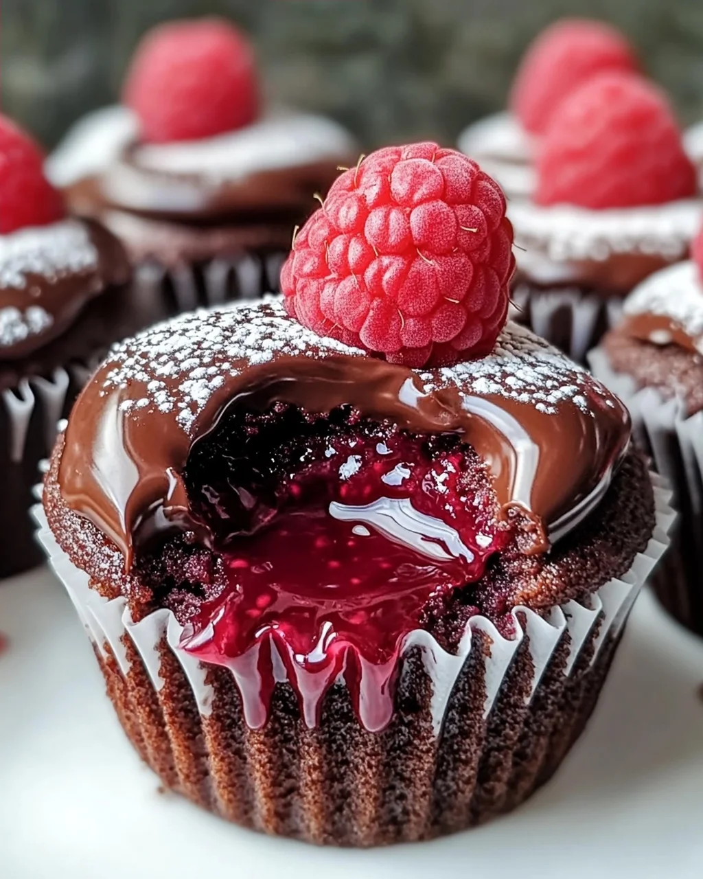 Raspberry Chocolate Lava Cupcakes