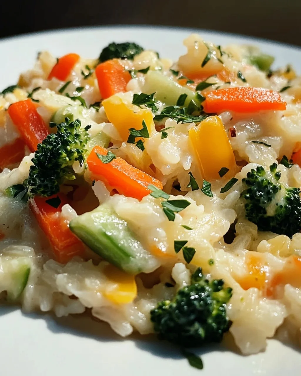 Reis mit Gemüse & Frischkäse-Sauce: Schnell & cremig genießen